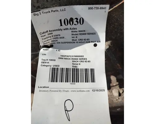 Cutoff Assembly (Complete With Axles) MACK CRD 92-93 Big 3 Truck Parts, LLC