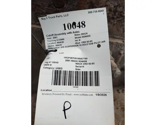 Cutoff Assembly (Complete With Axles) MACK CRD 92-93 Big 3 Truck Parts, LLC