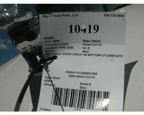 Hood MACK CV713 Big 3 Truck Parts, LLC