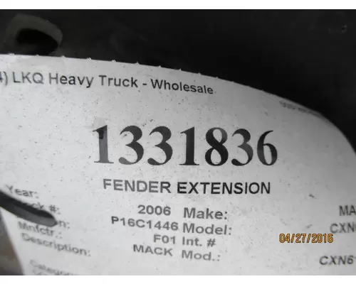 Fender Extension MACK CXN612 LKQ Wholesale Truck Parts