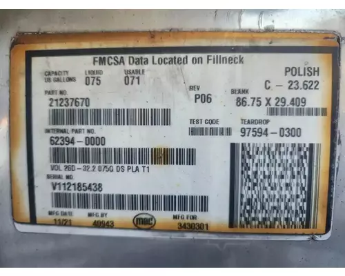 Fuel Tank Mack CXU613 Complete Recycling Group LLC