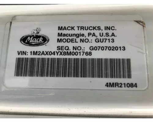 Mack GU713 Complete Vehicle
