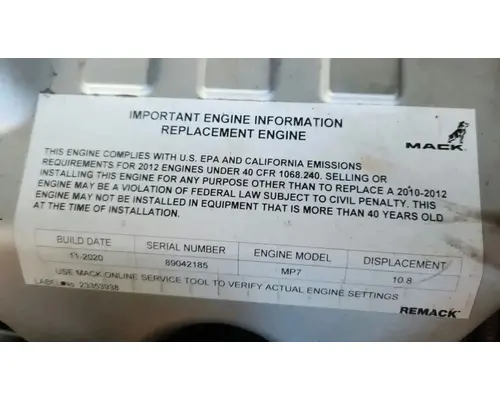 Mack MP7 Engine Assembly