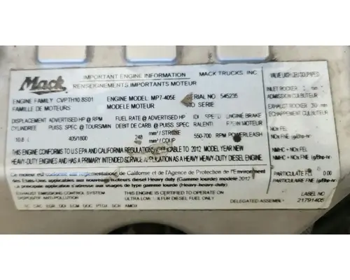 Mack MP7 Engine Assembly