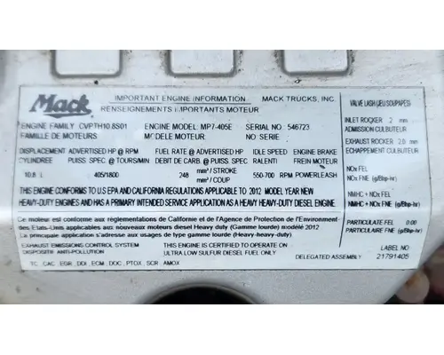 Mack MP7 Engine Assembly