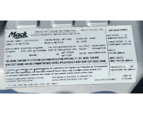 Mack MP7 Engine Assembly