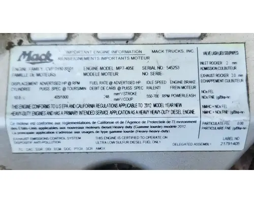 Mack MP7 Engine Assembly