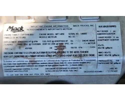 Mack MP7 Engine Assembly