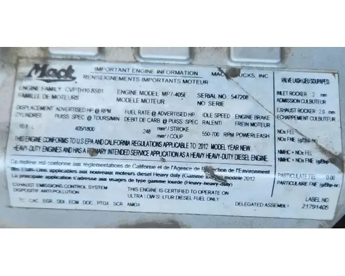 Mack MP7 Engine Assembly