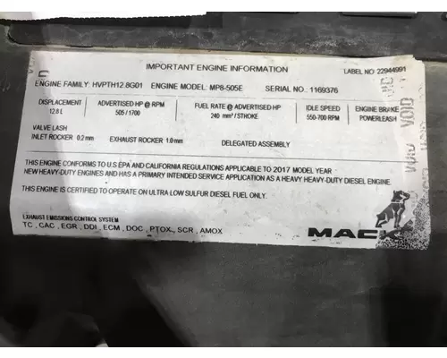 Mack MP8 Engine Assembly