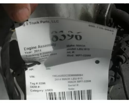 Engine Assembly MACK MP7-325M Big 3 Truck Parts, LLC