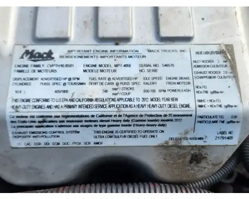 Engine Assembly Mack MP7 Complete Recycling Group LLC
