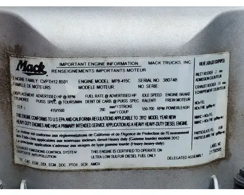 Engine Assembly MACK MP8 American Truck Salvage