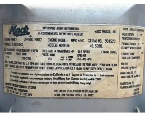 Mack Other Engine Assembly