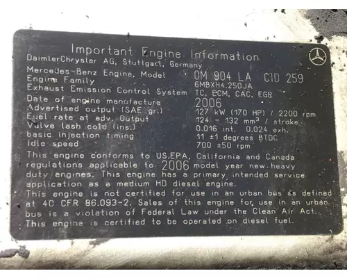 Mercedes MBE 900 Engine Assembly