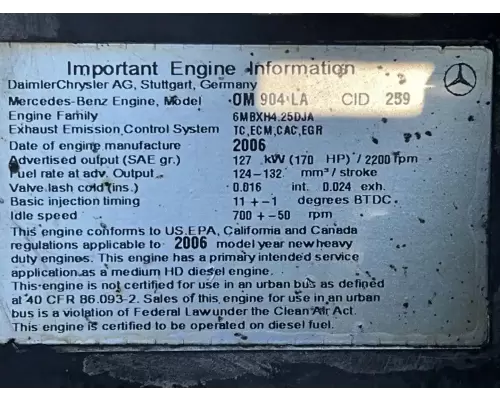 Mercedes MBE 904 Engine Assembly