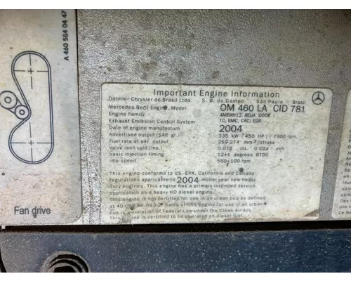 Mercedes MBE4000 Engine Assembly