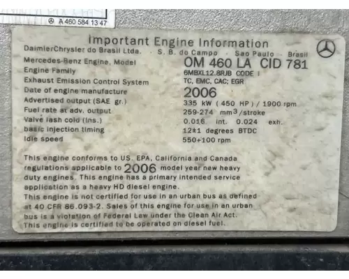 Mercedes MBE4000 Engine Assembly