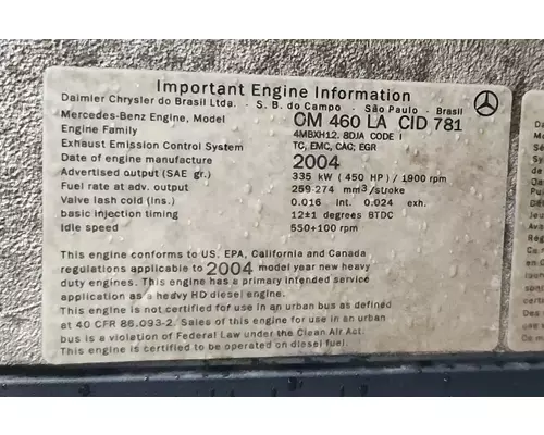 Mercedes MBE4000 Engine Assembly