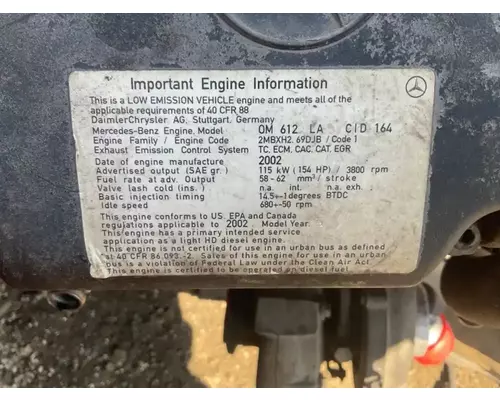 Engine Assembly Mercedes MB OM612LA Complete Recycling Group LLC