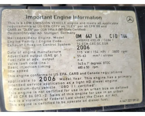 Engine Assembly MERCEDES MB OM647LA Geco - Dinuba