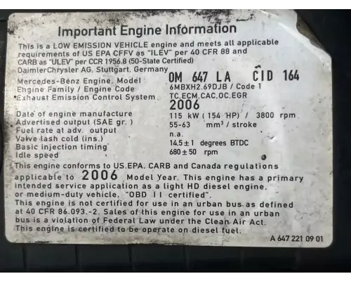 Mercedes OM 647 LA Engine Assembly