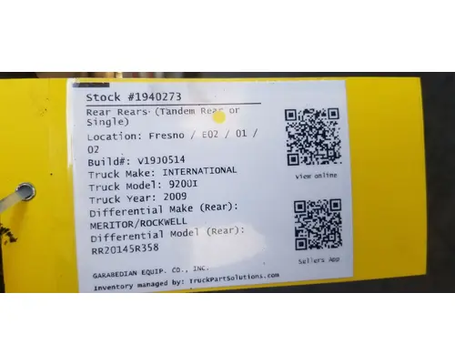 Meritor/Rockwell RR20145 Rear Rears (Tandem Rear or Single)