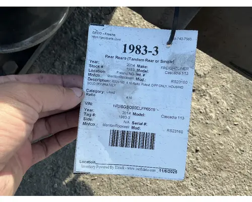 Meritor/Rockwell RS23160 Rear Rears (Tandem Rear or Single)