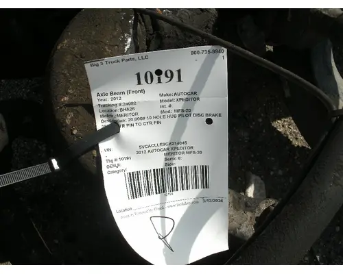 Axle Beam (Front) MERITOR MFS-20 Big 3 Truck Parts, LLC