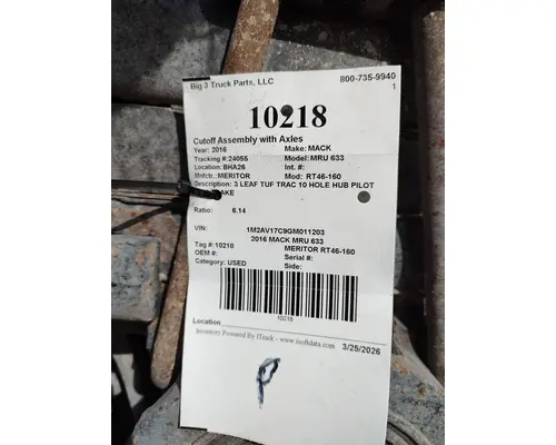Cutoff Assembly (Complete With Axles) MERITOR RT46-160 Big 3 Truck Parts, LLC