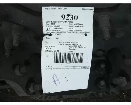 Cutoff Assembly (Complete With Axles) MERITOR RT46-160 Big 3 Truck Parts, LLC