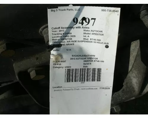 Cutoff Assembly (Complete With Axles) MERITOR RT46-160 Big 3 Truck Parts, LLC