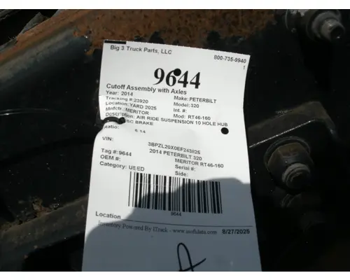 Cutoff Assembly (Complete With Axles) MERITOR RT46-160 Big 3 Truck Parts, LLC