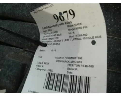 Cutoff Assembly (Complete With Axles) MERITOR RT46-160 Big 3 Truck Parts, LLC