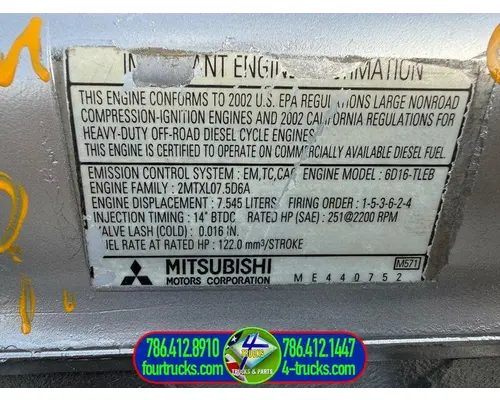 Mitsubishi 6D16 Engine Assembly