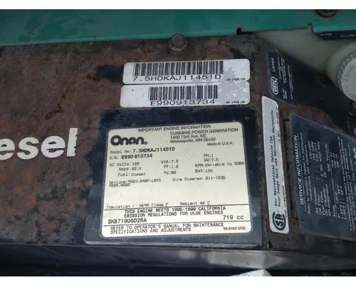 ONAN QUIET DIESEL 7500 GENERATOR