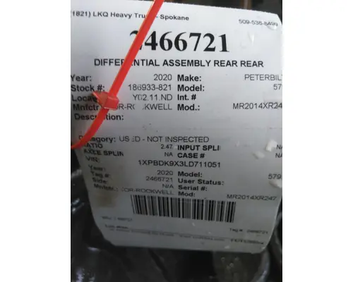 PACCAR MR2014PR247 DIFFERENTIAL ASSEMBLY REAR REAR