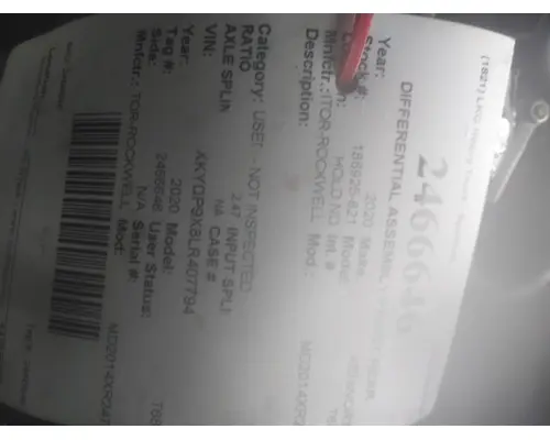 PACCAR MV2014PR247 DIFFERENTIAL ASSEMBLY FRONT REAR