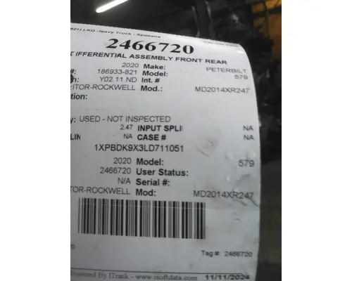 PACCAR MV2014PR247 DIFFERENTIAL ASSEMBLY FRONT REAR