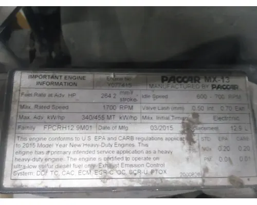 PACCAR MX-13 EPA 13 ENGINE ASSEMBLY