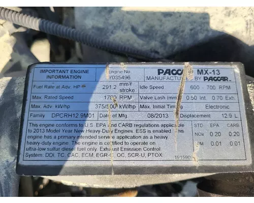 PACCAR MX-13 EPA 13 ENGINE ASSEMBLY