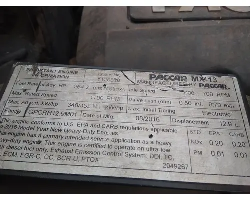PACCAR MX-13 EPA 13 ENGINE ASSEMBLY