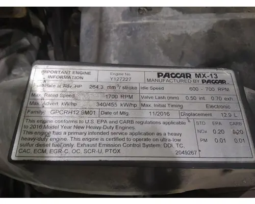 PACCAR MX-13 EPA 13 ENGINE ASSEMBLY