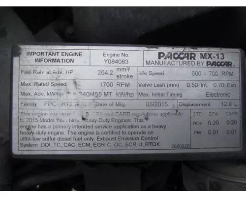 PACCAR MX-13 EPA 13 ENGINE ASSEMBLY