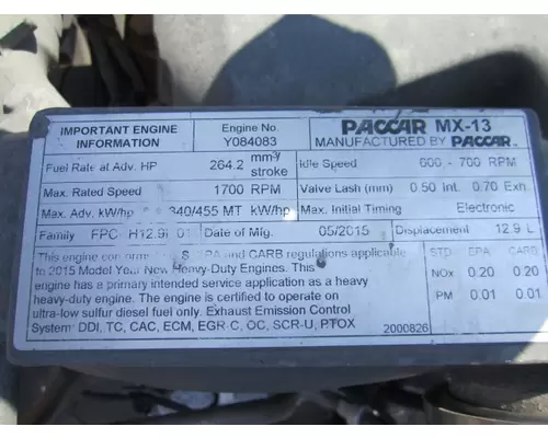 PACCAR MX-13 EPA 13 ENGINE ASSEMBLY