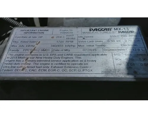 PACCAR MX-13 EPA 13 ENGINE ASSEMBLY