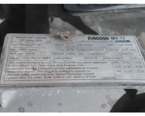 PACCAR MX-13 EPA 13 ENGINE ASSEMBLY