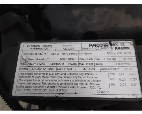 PACCAR MX-13 EPA 17 ENGINE ASSEMBLY