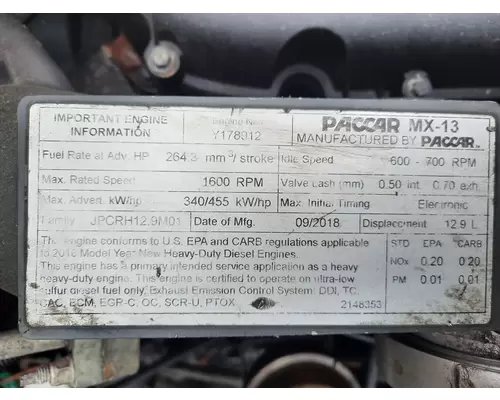 PACCAR MX-13 EPA 17 ENGINE ASSEMBLY