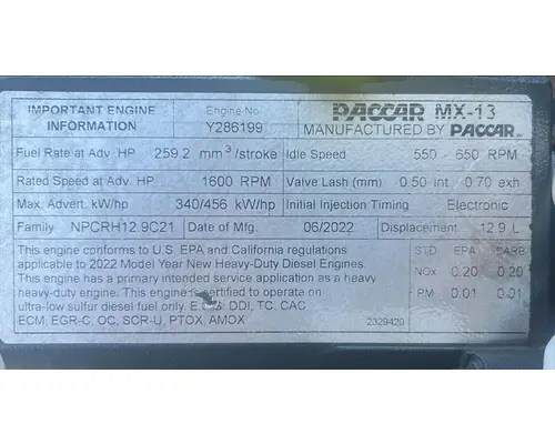 PACCAR MX-13 EPA 21 ENGINE ASSEMBLY
